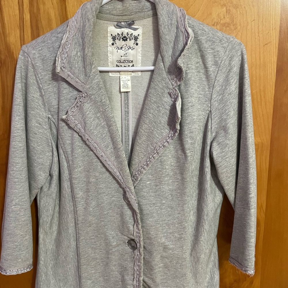 Nick & Mo Gray Knit Blazer with Notched Lapels